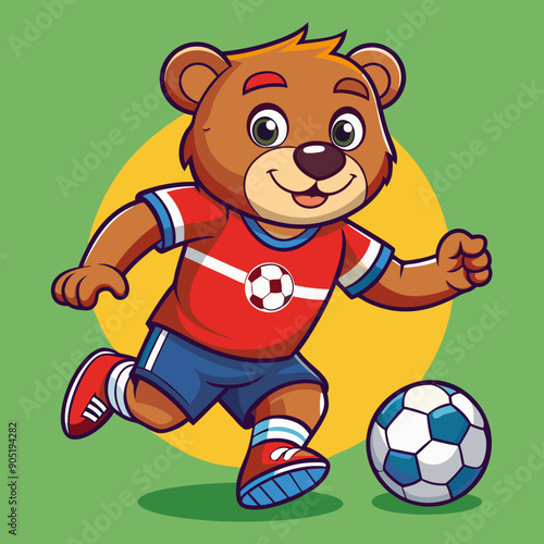 cartoon bear soccer maskot
