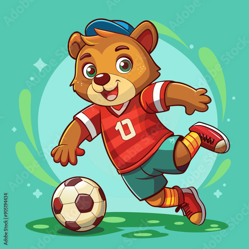 cartoon bear soccer maskot