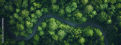 Intersecting Roads and Lush Forest