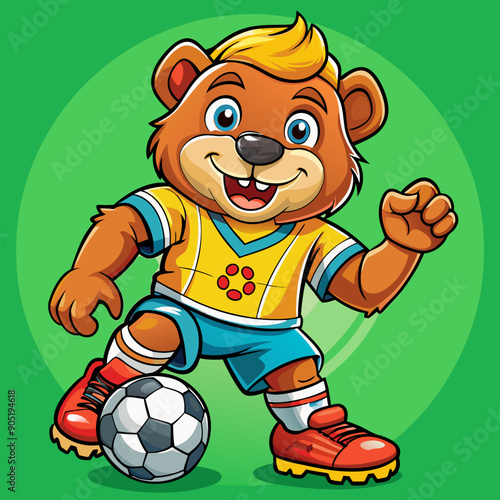 cartoon bear soccer maskot