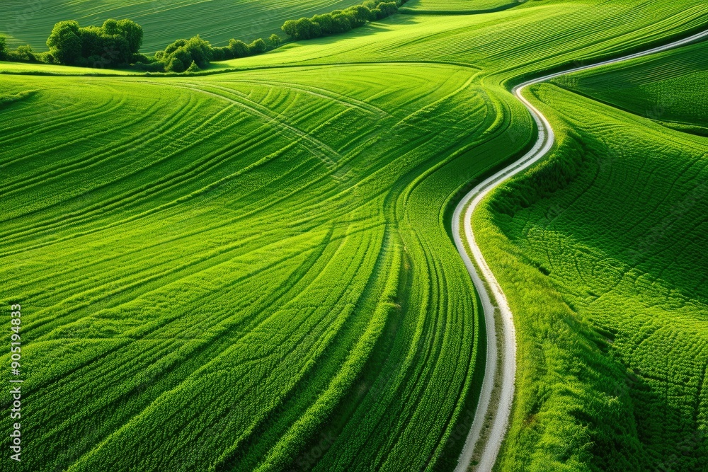 Fototapeta premium Softly Lit Aerial View of Abstract Farmland Landscape