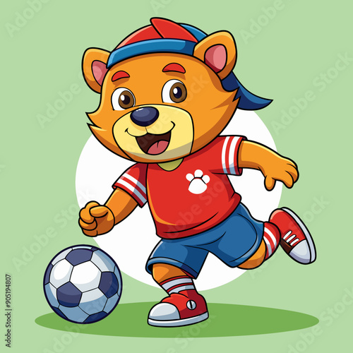 cartoon bear soccer maskot