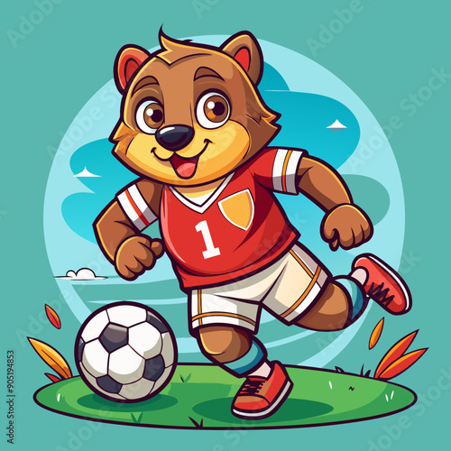 cartoon bear soccer maskot
