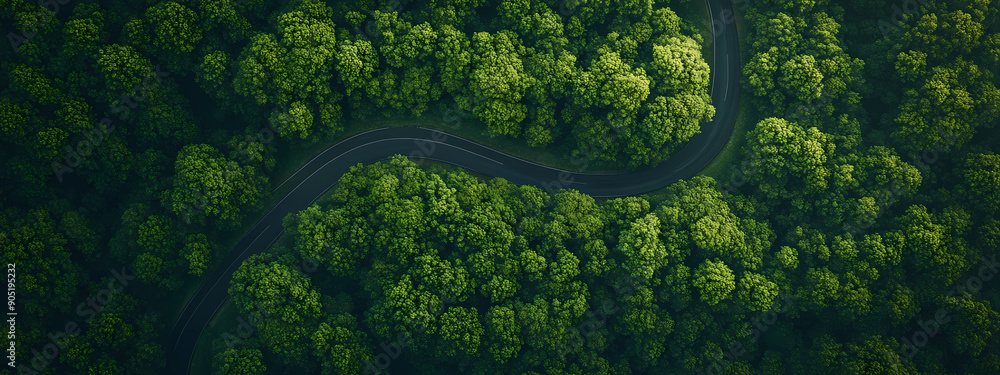 Obraz premium Intersecting Roads and Lush Forest