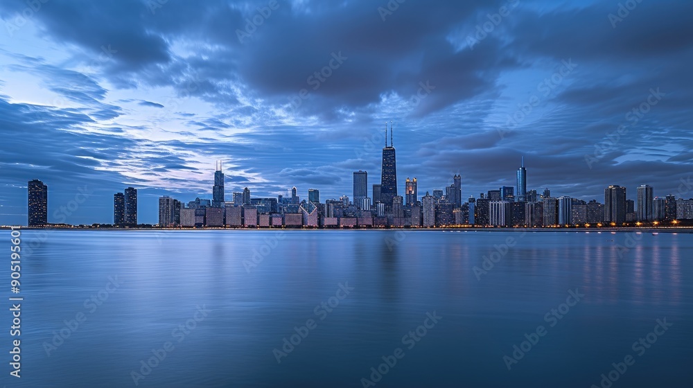 Panoramic View of Chicago’s Illuminated Skyline at Night Panoramic View of Chicago’s Illuminated Skyline at Night