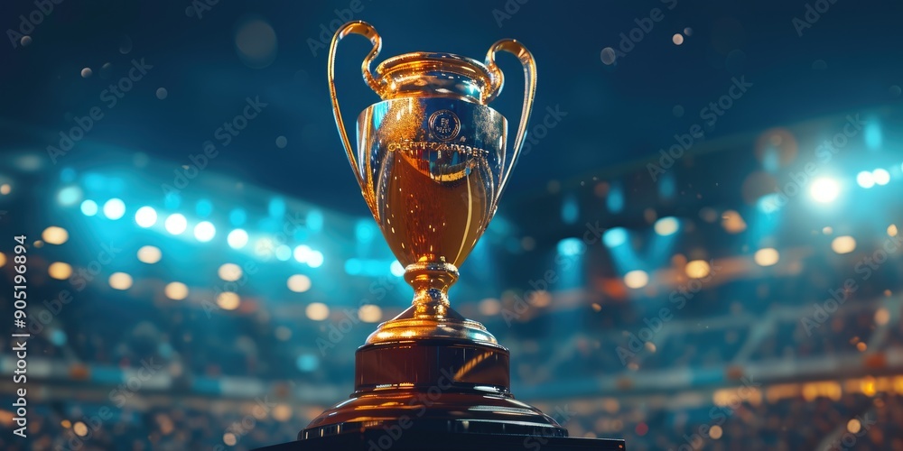 Soccer Arena with Gleaming Trophy Soccer Arena with Gleaming Trophy