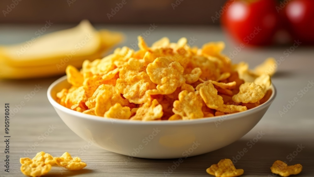 A bowl of crunchy goldenbrown cereal A bowl of crunchy goldenbrown cereal