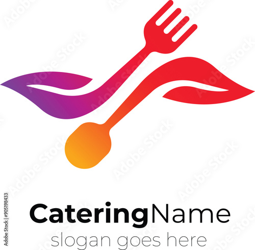 Modern Food Leaf Logo Design photo