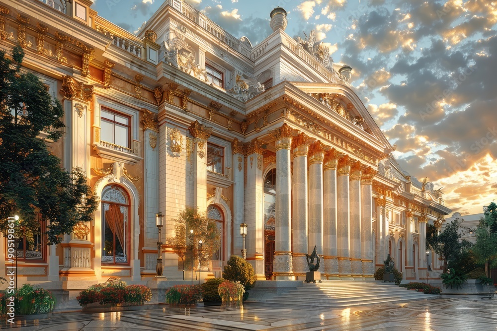 Obraz premium Bank building with classical architecture, representing traditional banking institutions