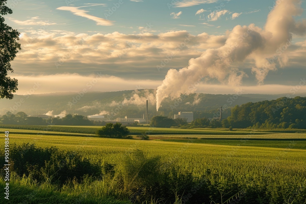 Contrasting Green Pastures and Industrial Smoke