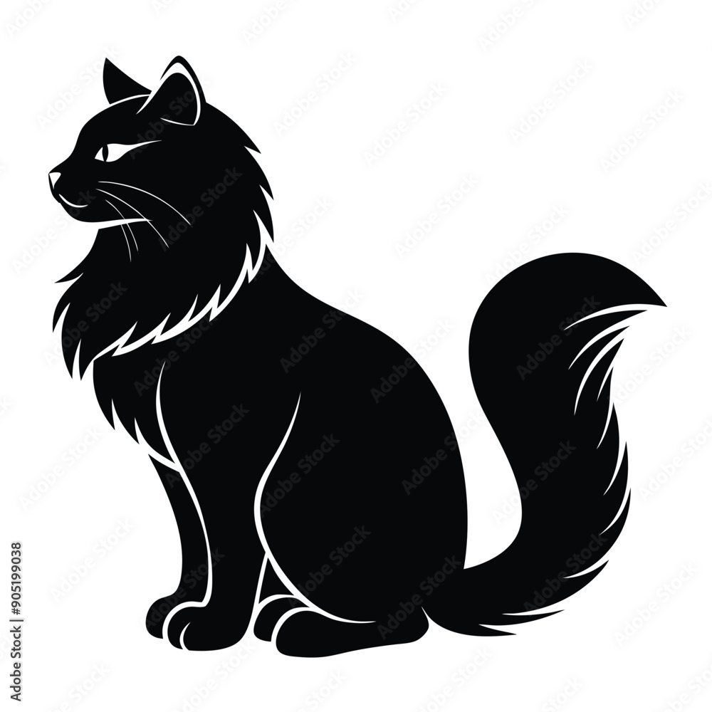 logo of persiana cat face, side view, silhouette, black and white, white background logo of persiana cat face, side view, silhouette, black and white, white background