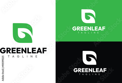 Minimal Flat Modern GreenLeaf Logo Design