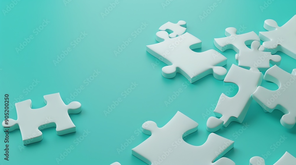 Obraz premium White puzzle pieces on a blue background.