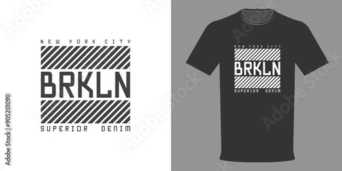 Vector illustration. BROOKLYN NEW YORK SUPERIOR logo t-shirt. Retro minimalist fashion t-shirt design