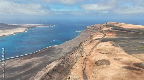 Lanzarote's scenic cliff top road to the Mirador Del Rio viewpoint photo