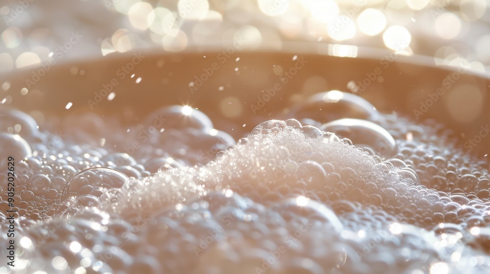 Close-up of a bowl of soapy water with bubbles reflecting light, creating a clean and fresh scene. Close-up of a bowl of soapy water with bubbles reflecting light, creating a clean and fresh scene.