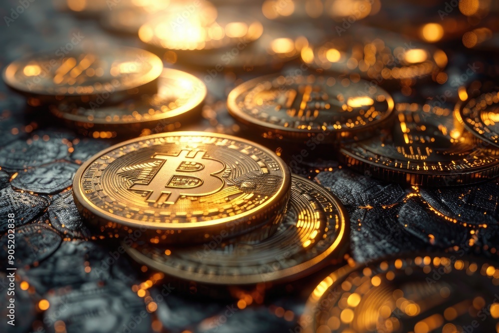 Cryptocurrency coins digital background, rise of digital currencies Cryptocurrency coins digital background, rise of digital currencies