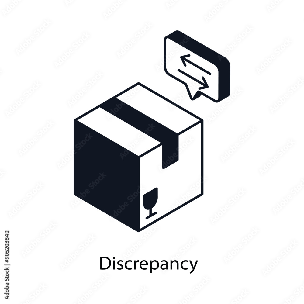 Discrepancy Isometric outline style icon. Symbol on White background EPS 10 File Discrepancy Isometric outline style icon. Symbol on White background EPS 10 File