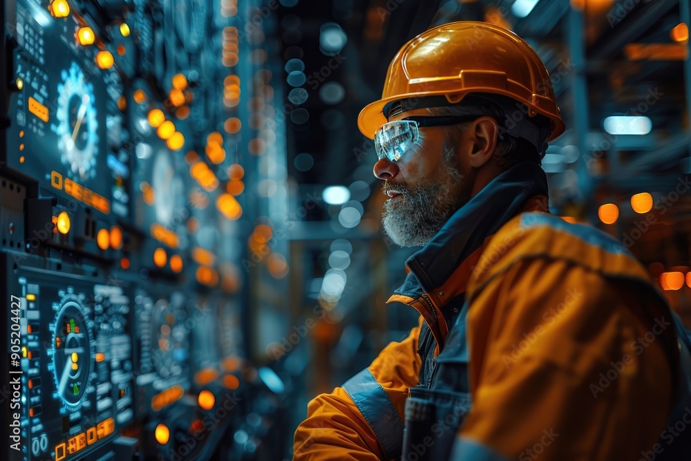 Engineer conducting safety inspection, ensuring compliance factory workplace. Engineer conducting safety inspection, ensuring compliance factory workplace.