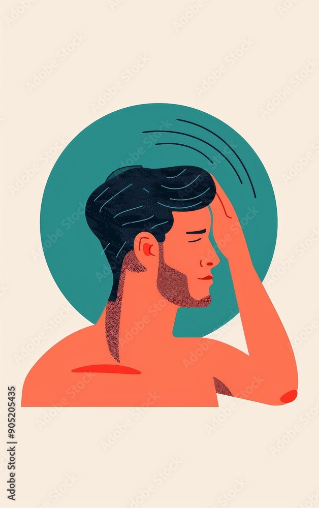 A serene illustration of a young man with black hair, expressing calmness against a teal background, conveying relaxation and introspection. A serene illustration of a young man with black hair, expressing calmness against a teal background, conveying relaxation and introspection.