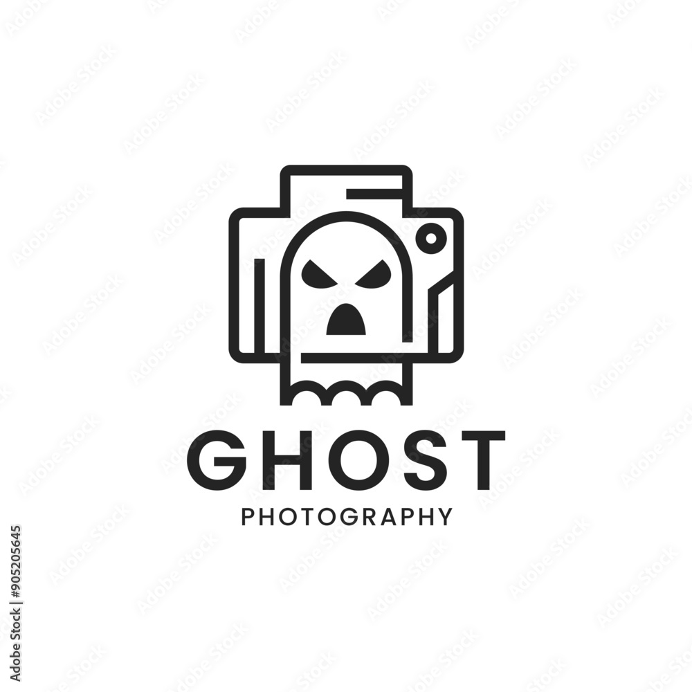 Ghost Photography minimalist line art logo design Ghost Photography minimalist line art logo design