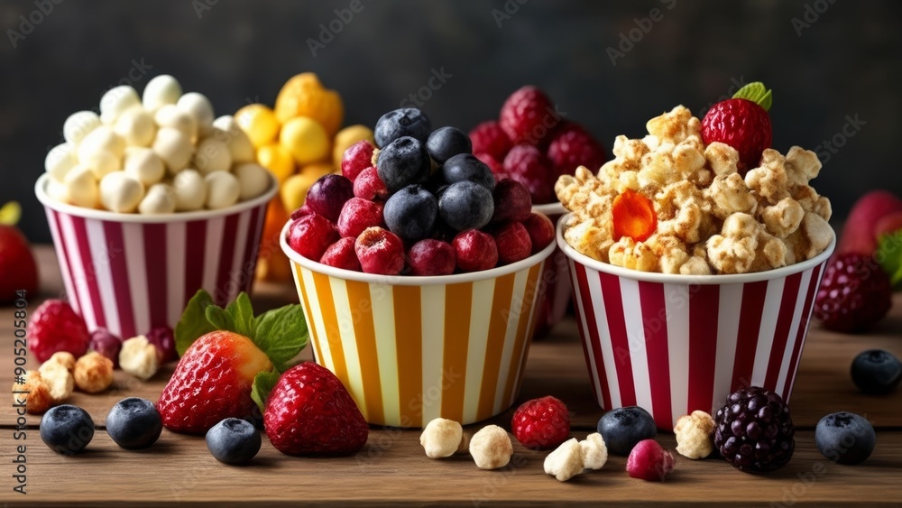 Fresh fruit and popcorn a healthy snack delight Fresh fruit and popcorn a healthy snack delight