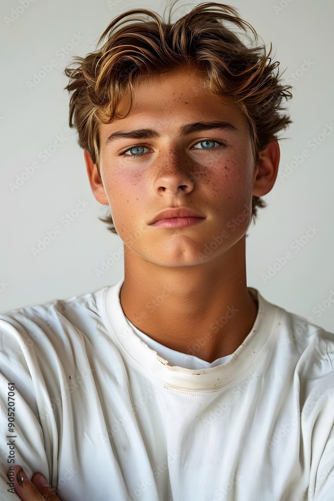Portrait of a Young Man with Blue Eyes and Brown Hair Portrait of a Young Man with Blue Eyes and Brown Hair