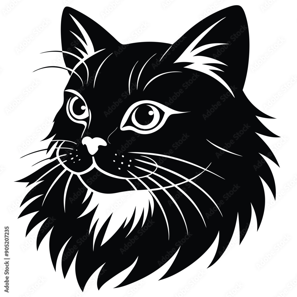 logo of persiana cat face, side view, silhouette, black and white, white background logo of persiana cat face, side view, silhouette, black and white, white background