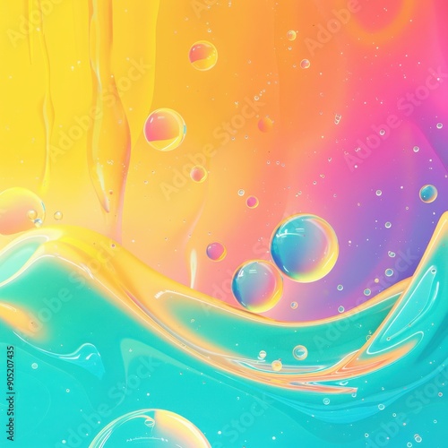 A vibrant abstract background featuring colorful bubbles and waves, perfect for adding a playful touch to any design project. © CreativeIDEAS1789