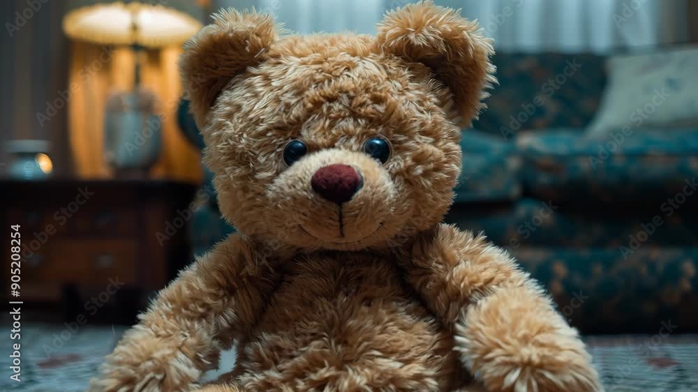 Cozy living room zooms in on teddy bear Cozy living room zooms in on teddy bear