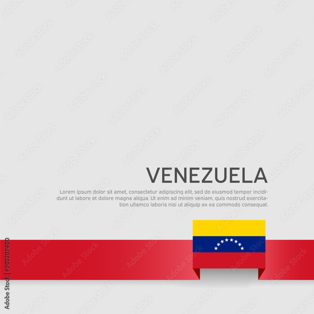 Venezuela flag on white background. Venezuelan brochure vector design, template. Cover for business booklet. Ribbon with venezuela flag. National poster. State patriotic banner, flyer Venezuela flag on white background. Venezuelan brochure vector design, template. Cover for business booklet. Ribbon with venezuela flag. National poster. State patriotic banner, flyer