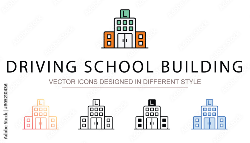 Driving School Building icon design with white background stock illustration Driving School Building icon design with white background stock illustration