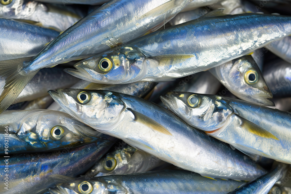 Top view of sardines in a chaotic arrangement Top view of sardines in a chaotic arrangement
