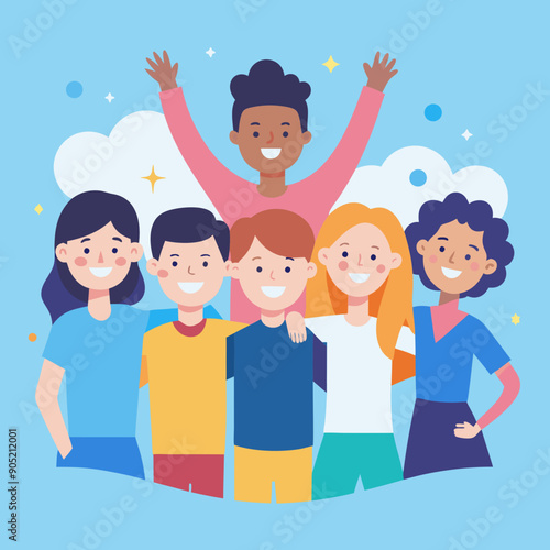 group of children youth day vector art illustration