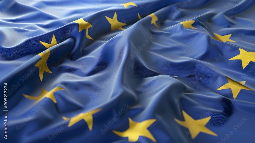 European Union Flag Waving Elegantly European Union Flag Waving Elegantly