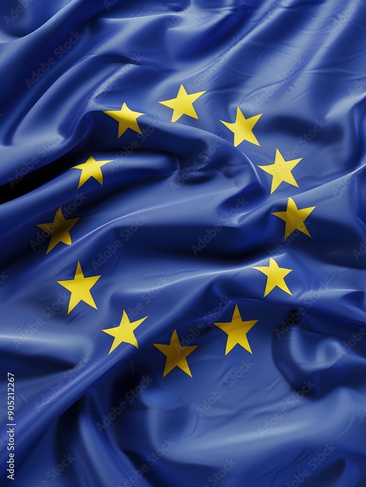 European Union Flag Waving Elegantly European Union Flag Waving Elegantly