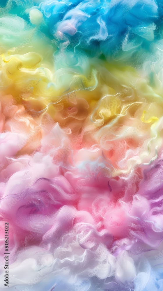 Fototapeta premium Full-surface texture of colorful rainbow-colored cotton candy resembling clouds