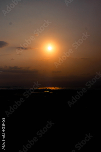 sunset silhouette on the beach