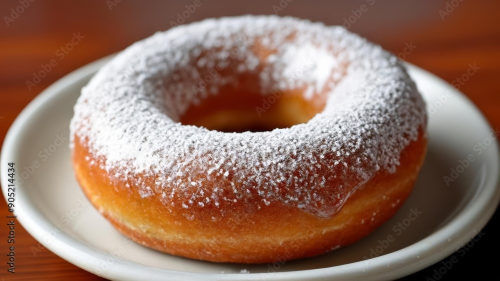 Deliciously tempting powdered sugar doughnut Deliciously tempting powdered sugar doughnut