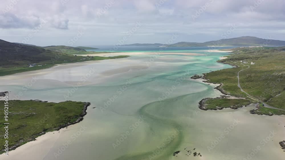 Aerial drone view of Seilabost and Luskentyre, Harris, Scotland Aerial drone view of Seilabost and Luskentyre, Harris, Scotland