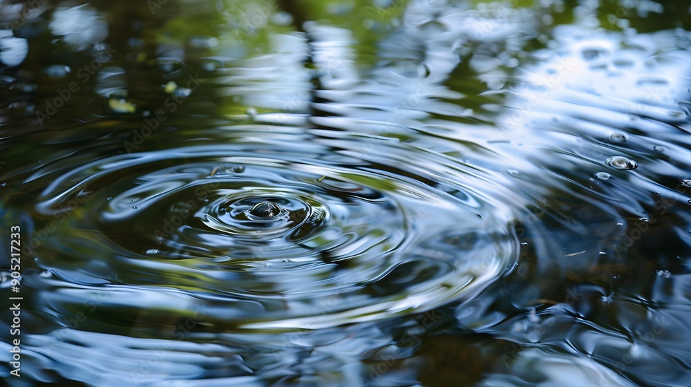 Rippling water surface with reflections, highlighting the patterns and tranquility of flowing water