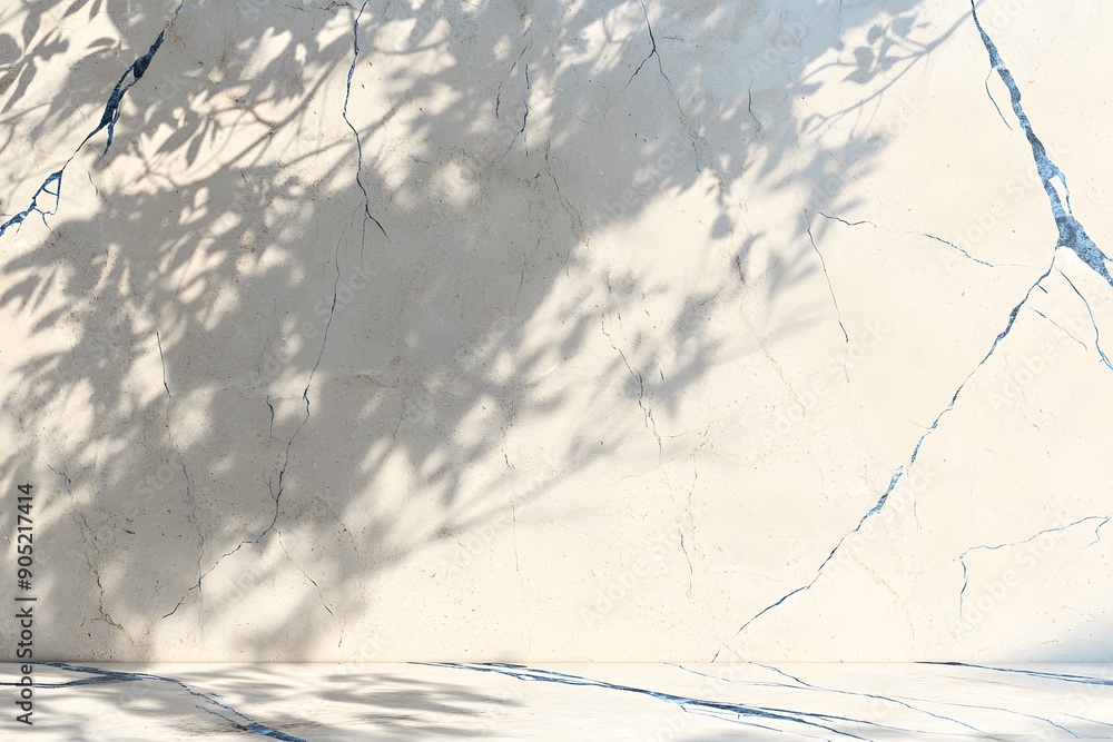 beige marble wall with blue cracks, soft light and shadow, creating an abstract background for product display beige marble wall with blue cracks, soft light and shadow, creating an abstract background for product display