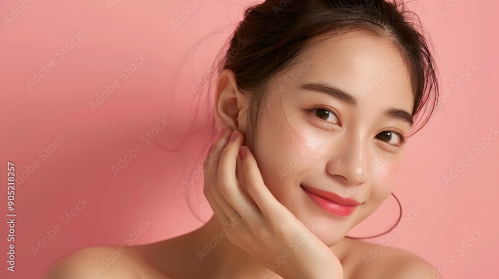 Portrait of a Smiling Asian Woman with Clear Skin Portrait of a Smiling Asian Woman with Clear Skin