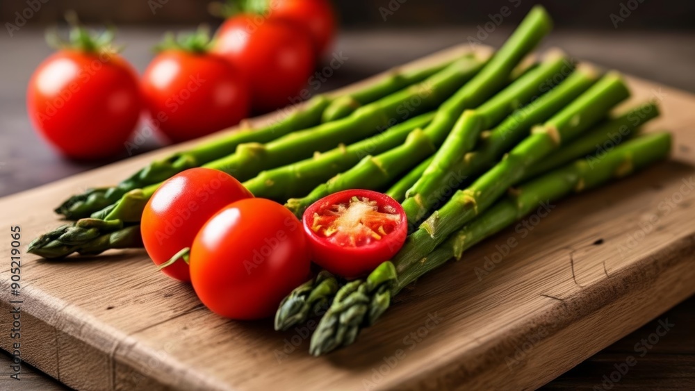 Fresh produce on a wooden cutting board ready for a healthy meal Fresh produce on a wooden cutting board ready for a healthy meal