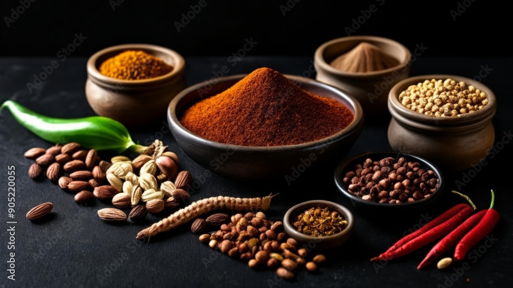 Aromatic spices and nuts ready to enhance your culinary creations Aromatic spices and nuts ready to enhance your culinary creations