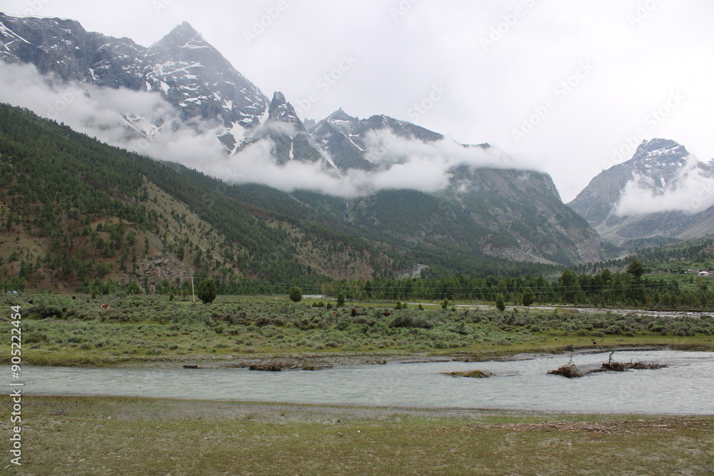 Beautiful, majestic view of the Basho Valley in Skardu, Pakistan. The Basho Valley is located on the heights of the mountains. Basho valley is famous for its natural beauty and picturesque views. 