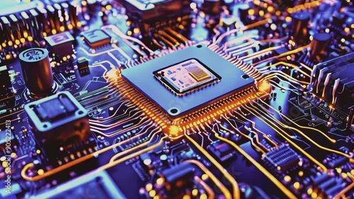 This animation illustrates data flow in a motherboard in a personal 