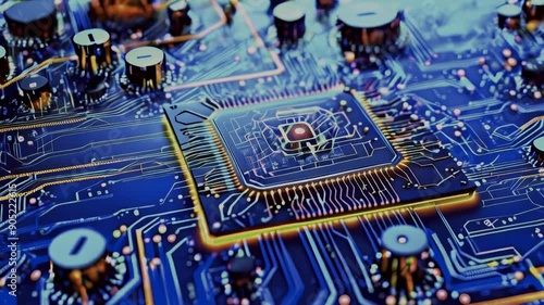 AI Analyzes Technology Digital Data Network Abstract Background. AI Analyzes On Circuit Board. Future Technology Concept Visualization. AI Analyzes Technology Digital Data Network Abstract Background.