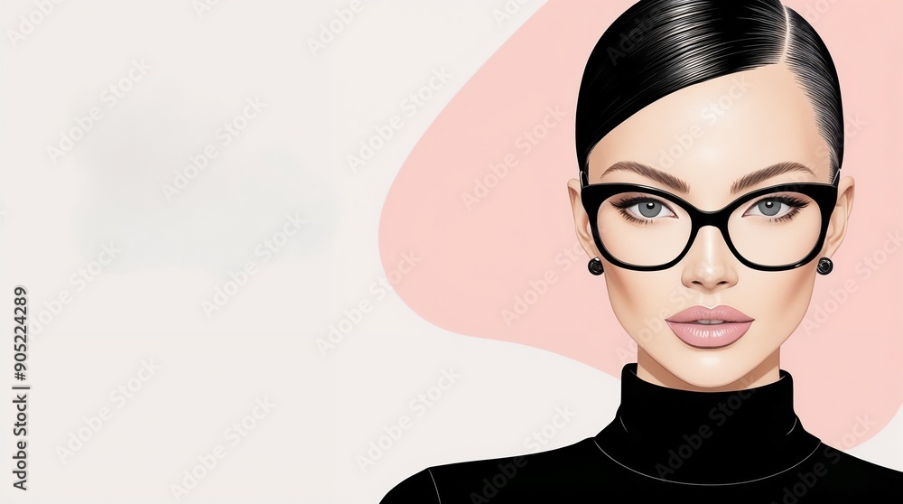 A Fashionable Woman With Glasses, With An Elegant Hairstyle A Fashionable Woman With Glasses, With An Elegant Hairstyle