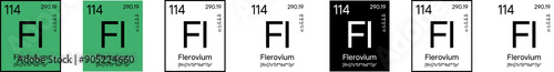 Flerovium Element Symbol with Additional Info | Part of the Periodic Table of Elements Kit | High-Res, 7 Design Styles, Isolated on Transparent Background photo